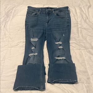 Hollister Blue Distressed Flare Jeans